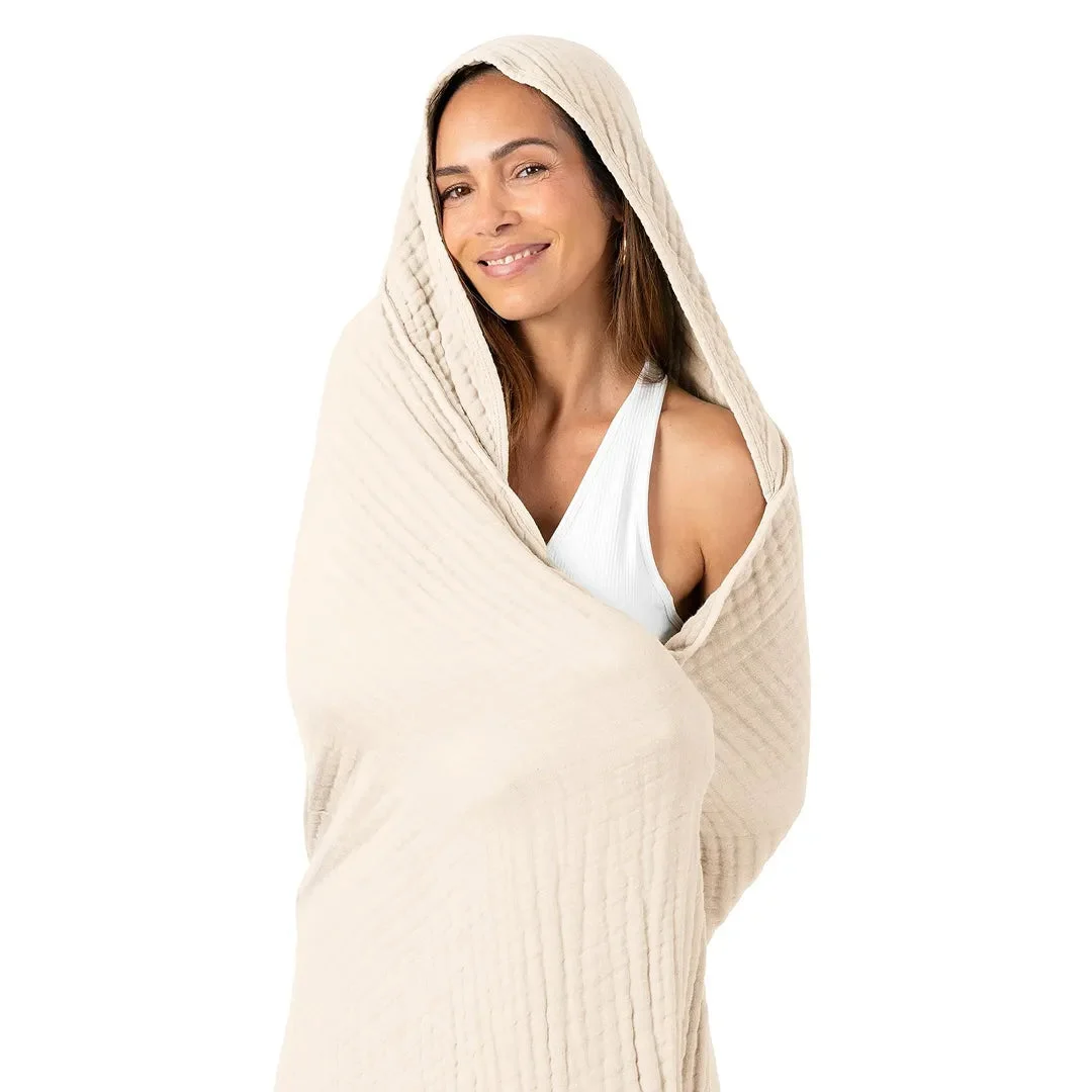 Comfy Cubs Muslin Adult Hooded Towel Large - Sand