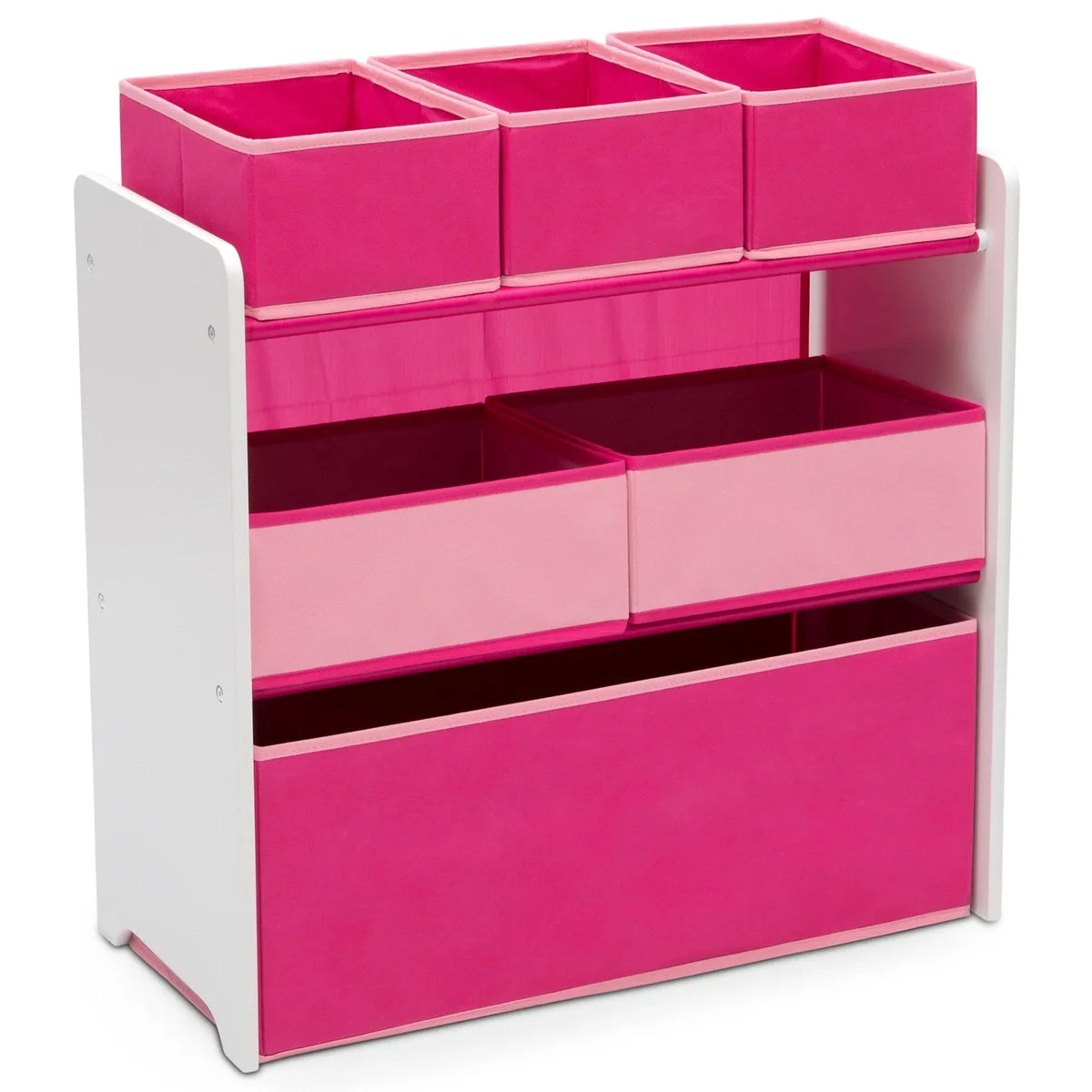 Delta Children 6-Bin Toy Organizer in White/Pink – Fun & Functional Storage Solution