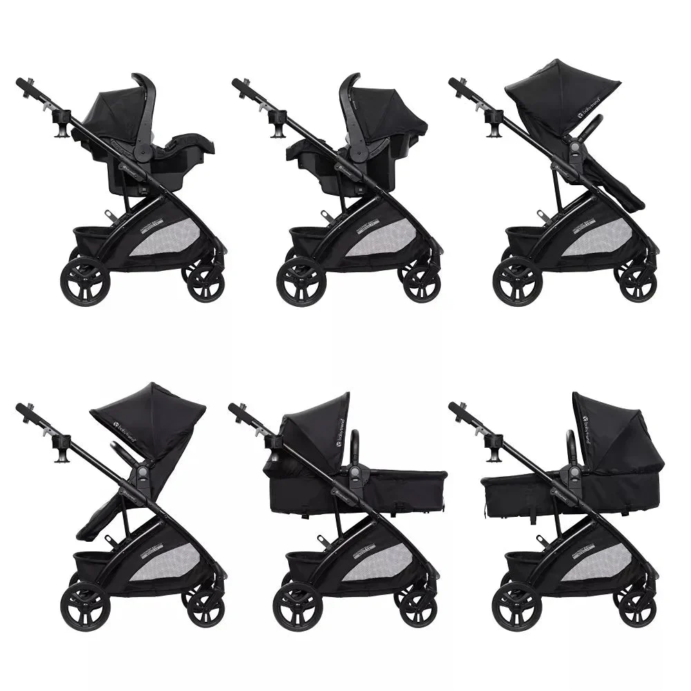 Baby Trend Passport Switch Modular Travel System, Bassinet & Car Seat Bundle with Lil' Snooze Deluxe II Nursery Center Dash Black System + Lil Snooze Deluxe