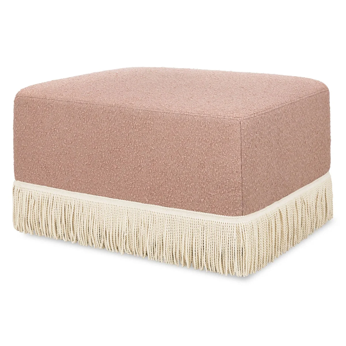 Namesake Gliding Ottoman - Rose Boucle with Ivory Tassel Fringe
