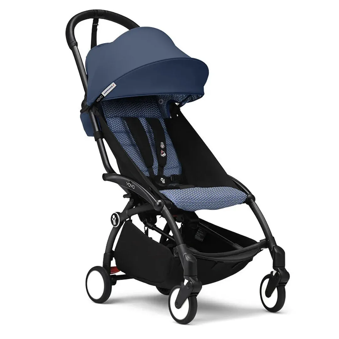 Stokke YOYO³ Travel Stroller Bundle - Black Frame/Air France Blue