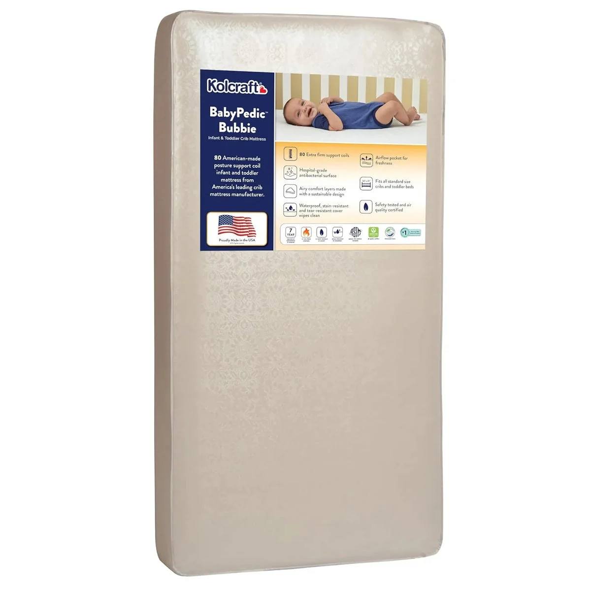 Kolcraft Extra Firm Coil Waterproof Baby Crib Mattress - 52