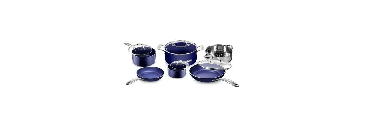 Granitestone 10-Piece Nonstick Ceramic Cookware Set - Blue