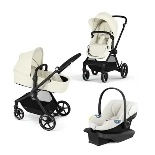 Cybex Eos 5-in-1 Travel System Stroller + Lightweight Aton G Infant Car Seat - Seashell Beige