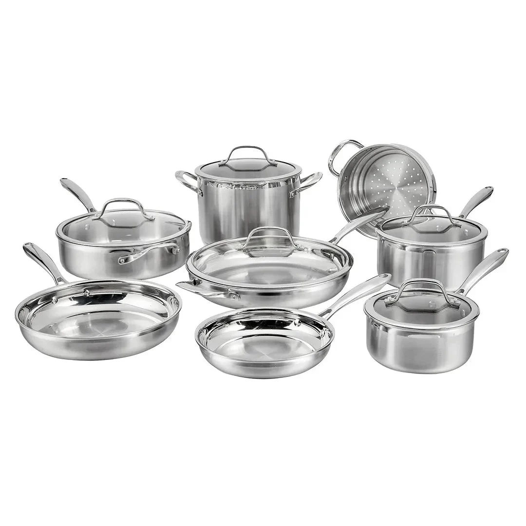 Cuisinart Tri-Ply Clad Stainless Steel 13-Piece Cookware Set, Glass Lids