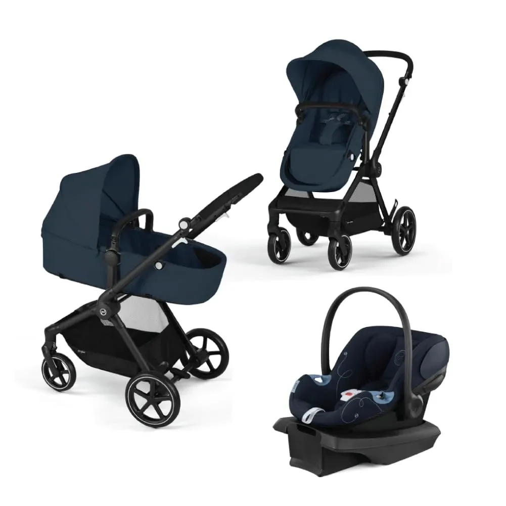 Cybex Eos 5-in-1 Travel System Stroller + Lightweight Aton G Infant Car Seat - Ocean Blue