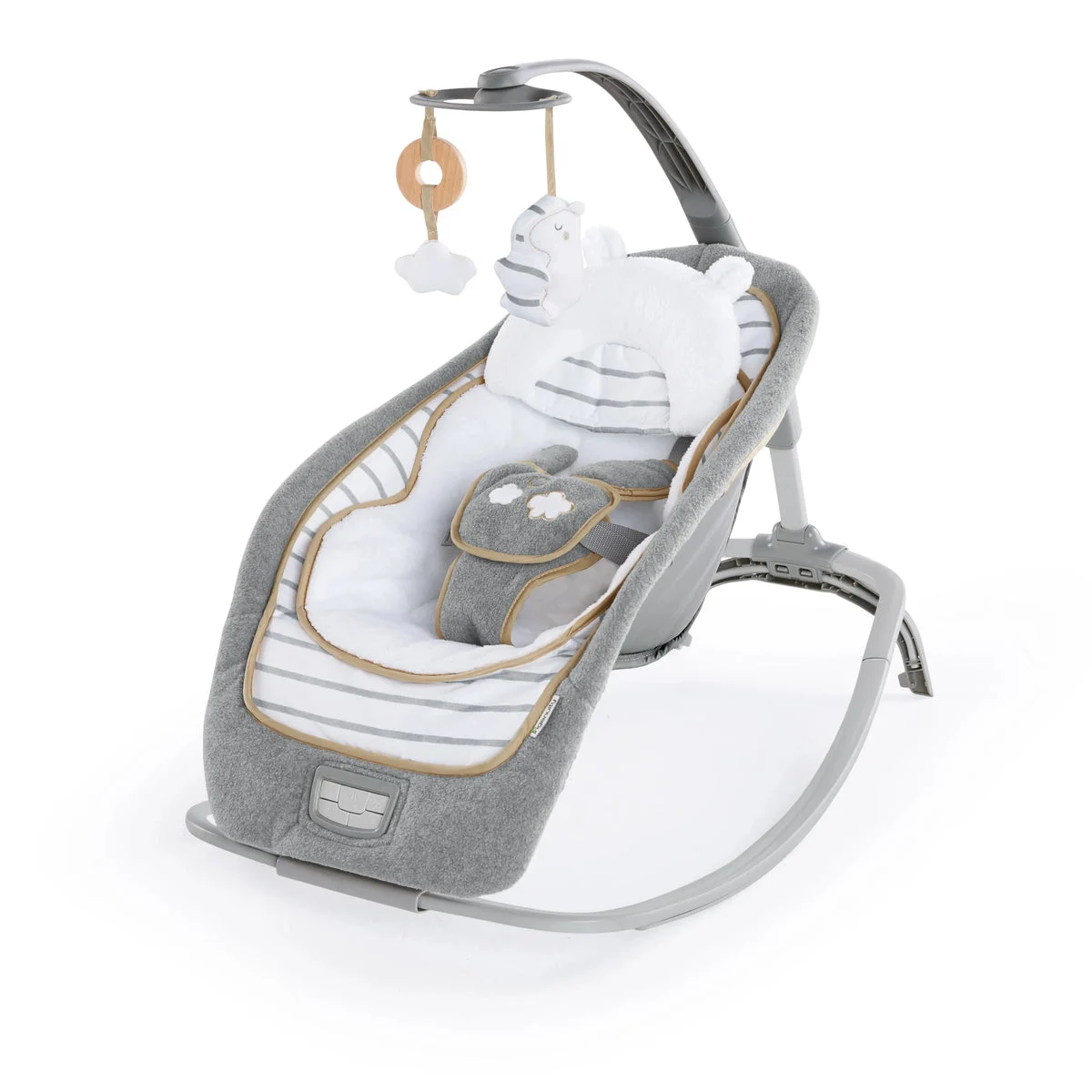 Ingenuity Plush Modern Baby Rocker & Stationary Seat - Beige