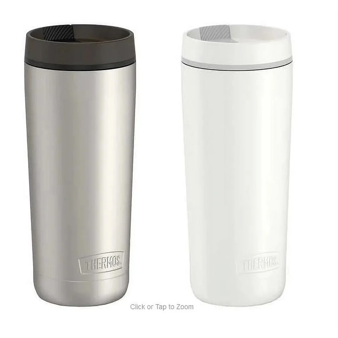 Thermos Stainless Steel 18oz Travel Tumbler, 2-pack White/Silver