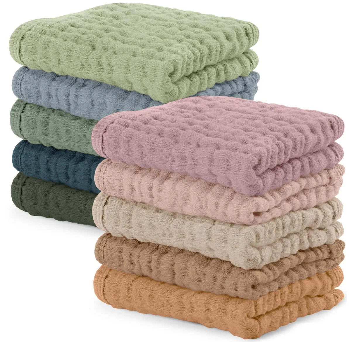 Comfy Cubs Baby Muslin Cotton Washcloths - Pack of 10, 10