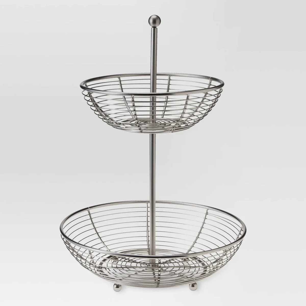 Threshold Matte Finish 2-Tier Stainless Steel Fruit Basket