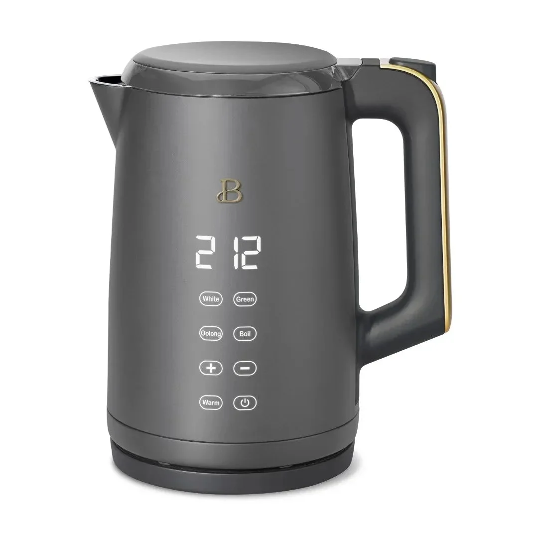Beautiful 1.7 Liter One-Touch Electric Kettle Oyster Grey by Drew Barrymore