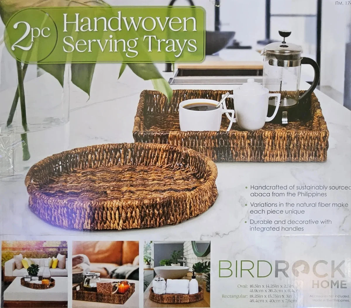 BirdRock Home Handwoven Serving Trays - Brown