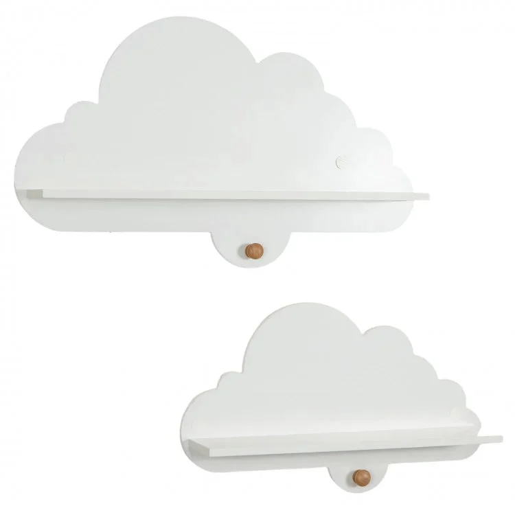 COSTWAY 2 Pieces Floating Cloud Shelves Wall Mounted Storage Display Rack-White