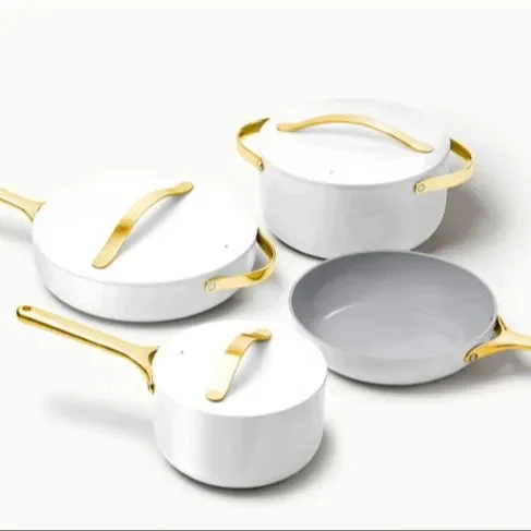 Caraway 12-Piece Non-Stick Ceramic Cookware Set - White & Gold