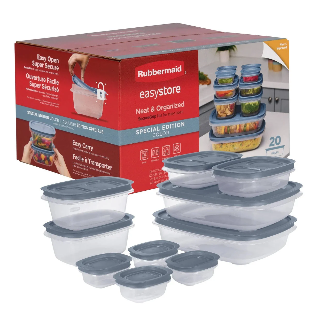 Rubbermaid Large Rectangle Food Storage Container Set - Lakeside Blue