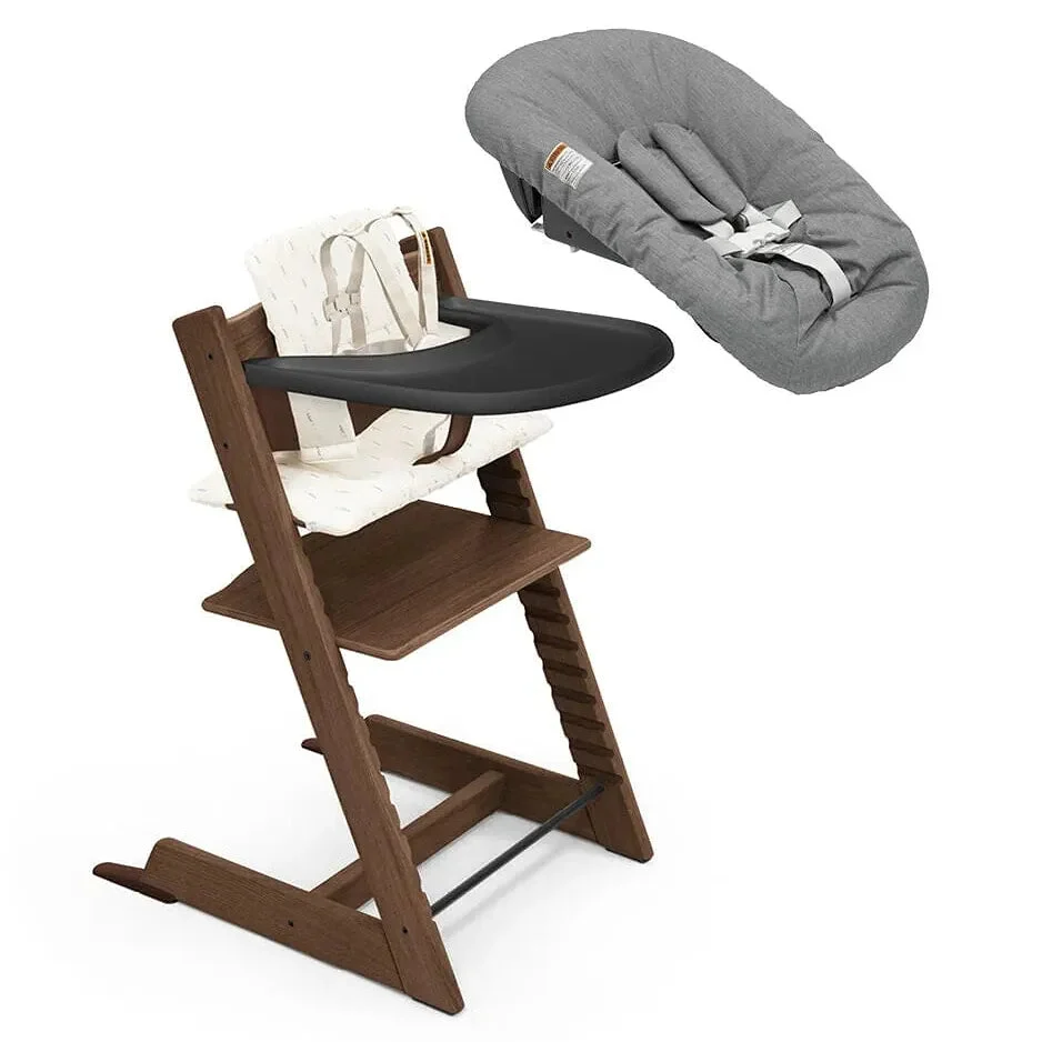 Stokke Tripp Trapp High Chair, Cushion, Tray & Newborn Set - Brown