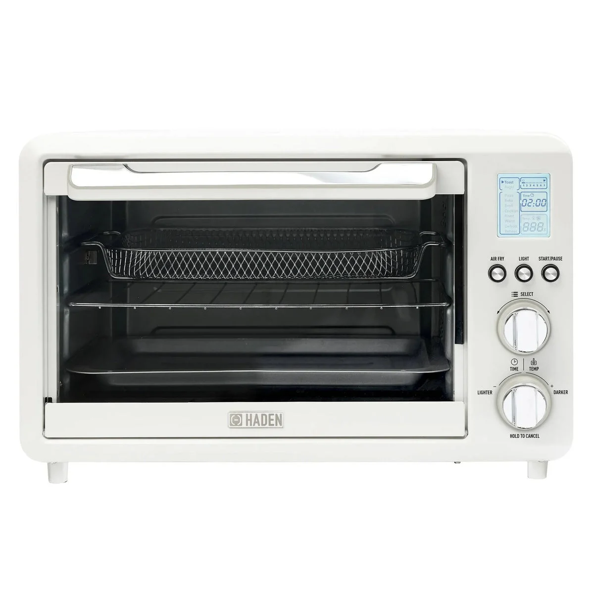 Haden 25L Toaster Oven with Air Fry Bake Broil and Functions Ivory/Chrome