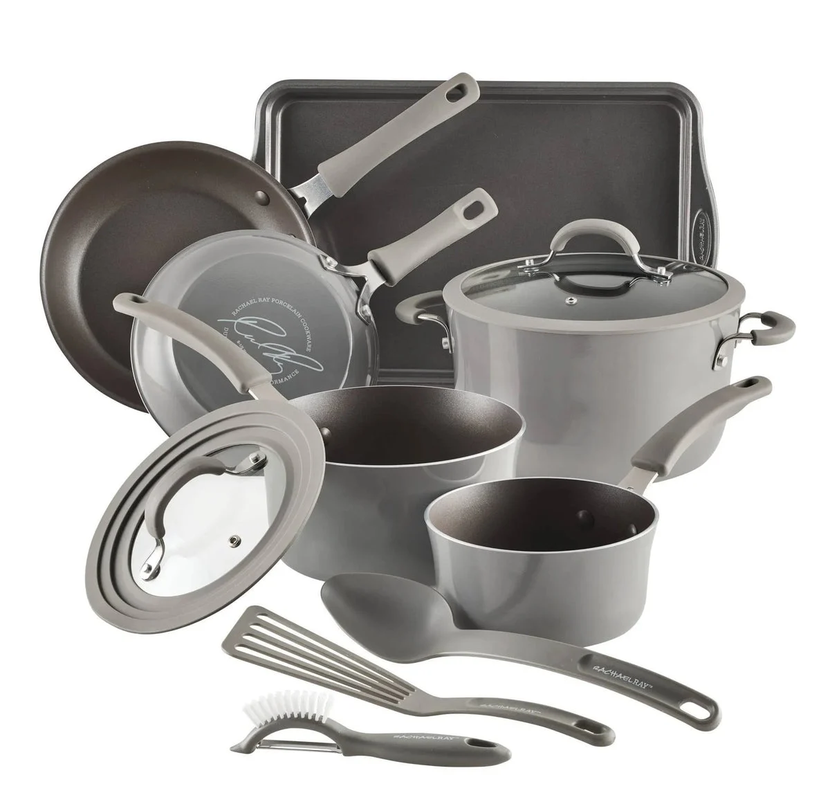 Rachael Ray Cook and Create 11pc Aluminum Non-Stick Cookware Set - Gray