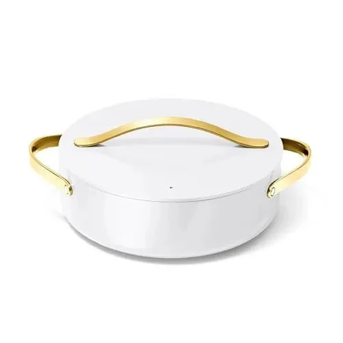 Caraway 6 Qt Non-Stick Rondeau Pan with Lid - White