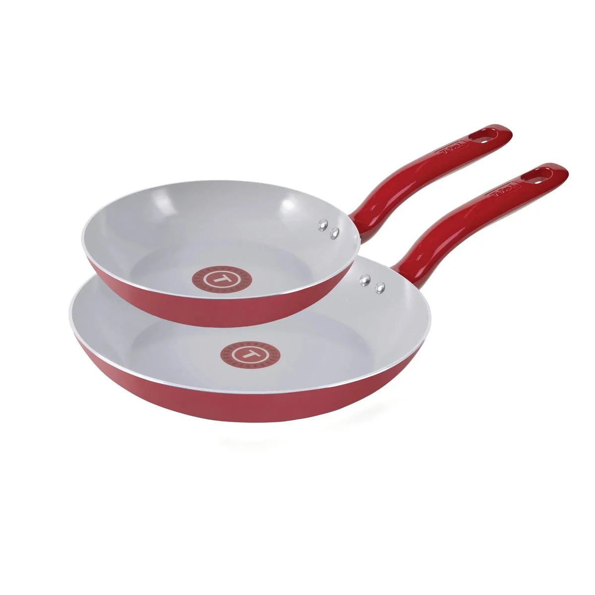 T-Fal Ceramic Fry Pan Set - Red