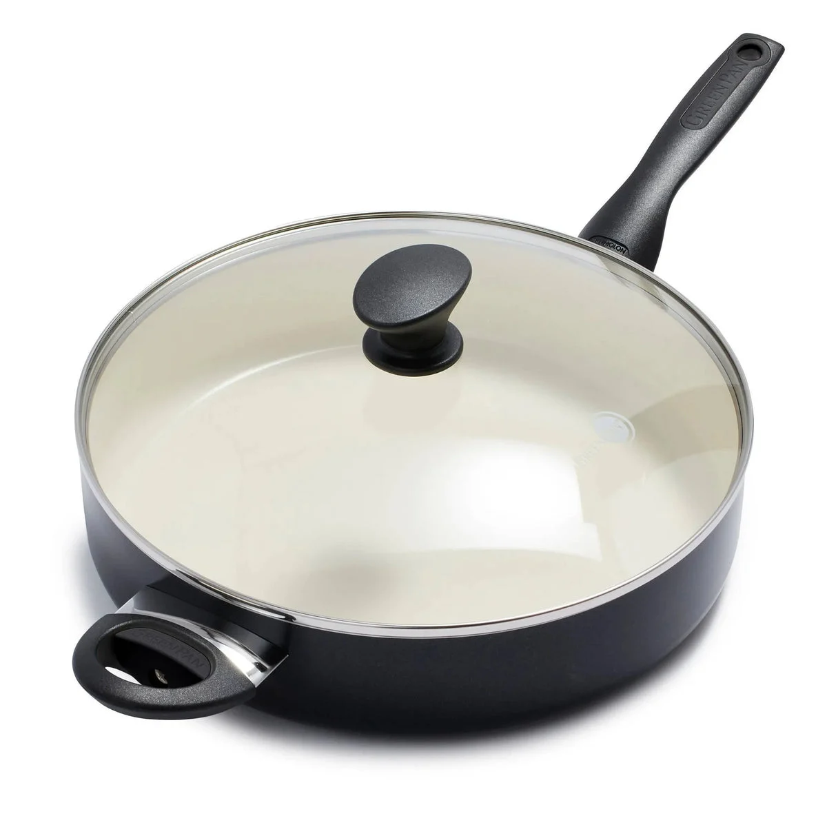 GreenPan Rio 5qt Ceramic Nonstick Covered Saute Pan with Helper Handle- Black (See Description)