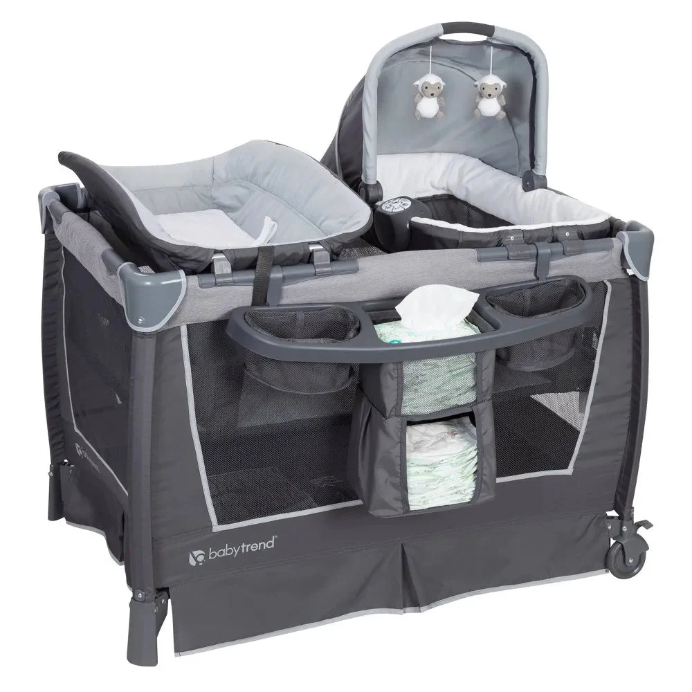 Baby Trend Nursery Center Travel Crib with Rock-A-Bye Bassinet and Changing Table