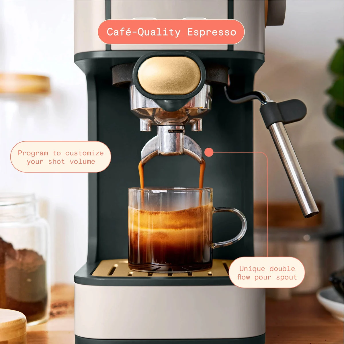 Beautiful Slim Espresso Machine - Porcini Taupe