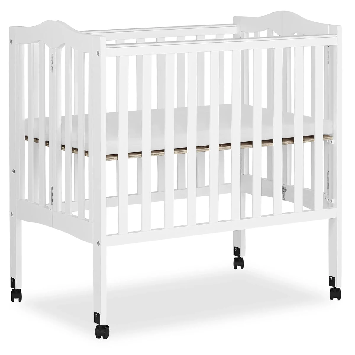 Dream On Me Lightweight Folding Portable Stationary Side Crib - White