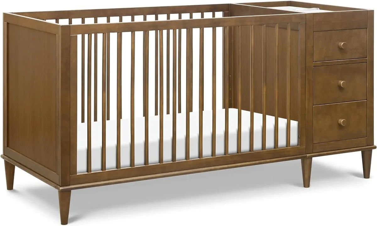 Davinci Marley Convertible 3-in-1 Crib and Changer Combo - Walnut