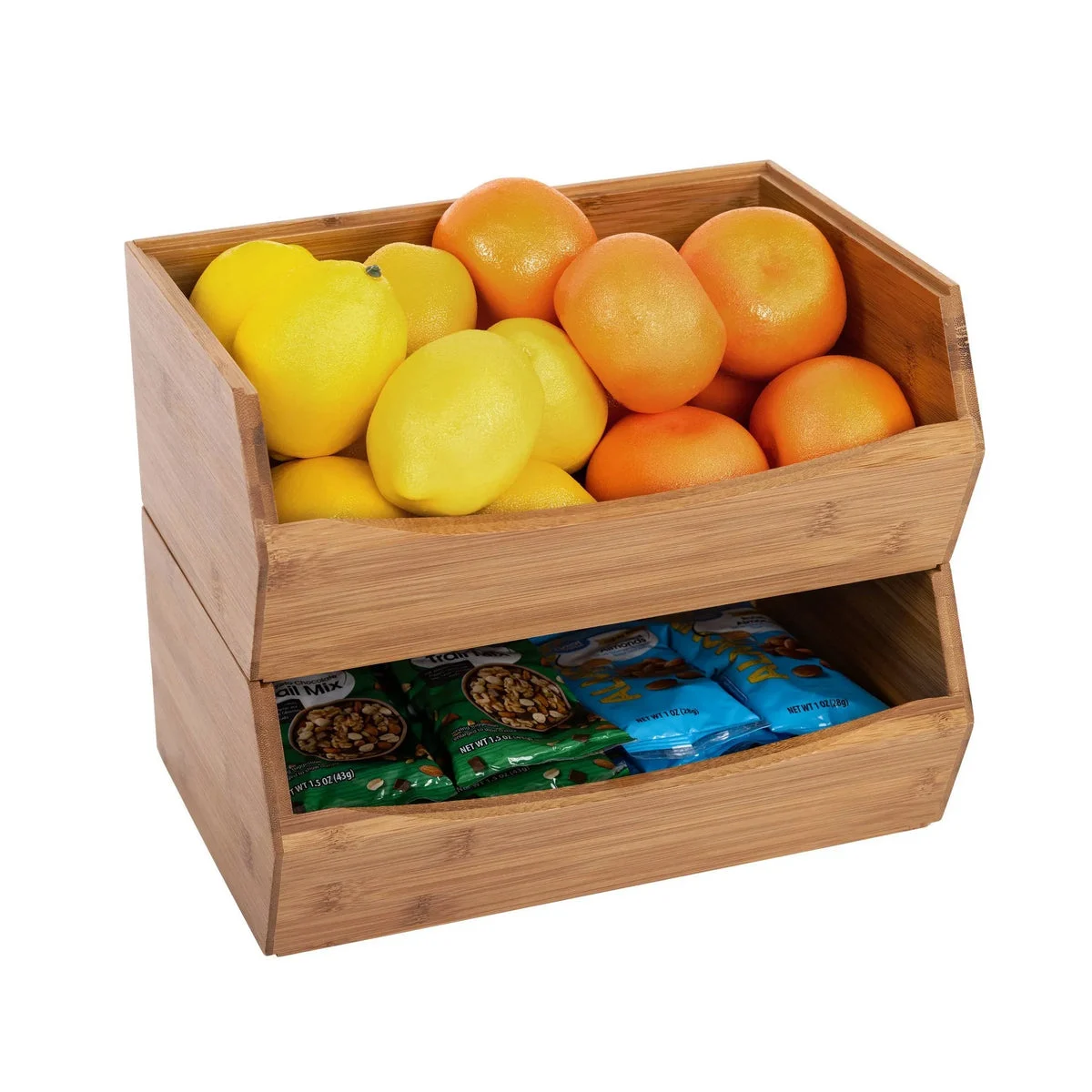 Seville Classics Stackable Bamboo Bin Set - Brown