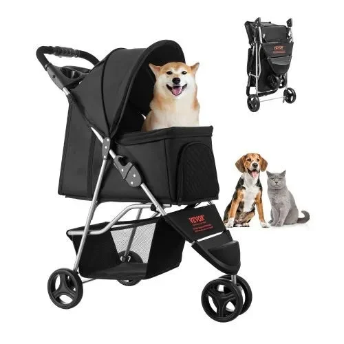 VEVOR Pet Stroller - Foldable 3 Wheels with Brake