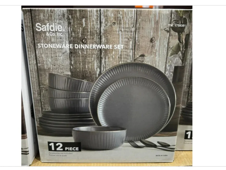 Safdie 12 Piece Stoneware Dinnerware Set - Black (See Description)