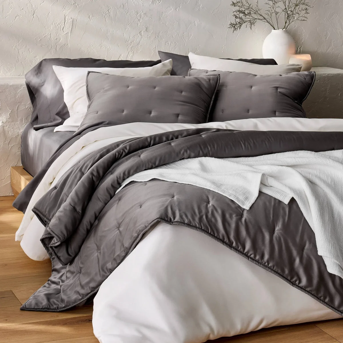 Casaluna Standard 400 Thread Count Percale Pillowcases Dark Gray - ™