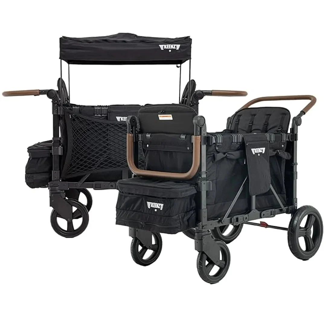 Keenz XC+ EVO - Luxury Comfort Stroller Wagon Foldable 4 Passenger with Adjustable Canopy Black