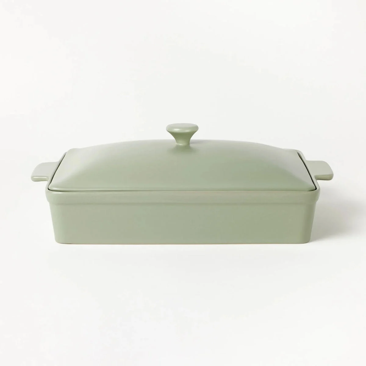 Figmint 4qt Stoneware Rectangle Baking Dish with Lid - Sage Green