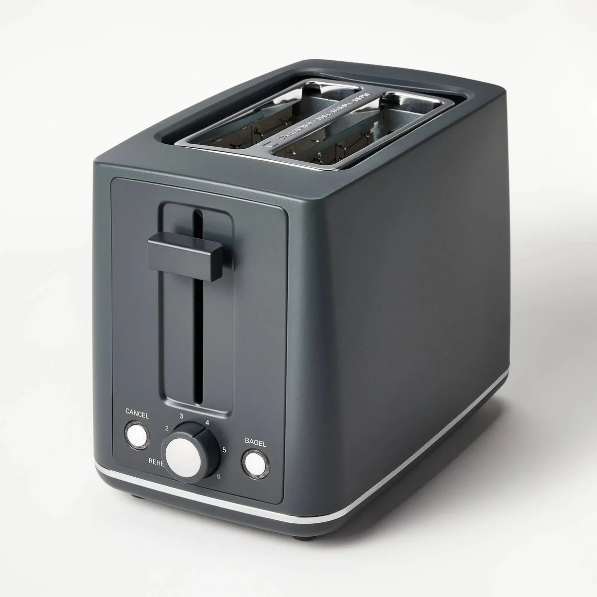 Figmint 2 Slice Toaster with Thin Chrome Band - Gray