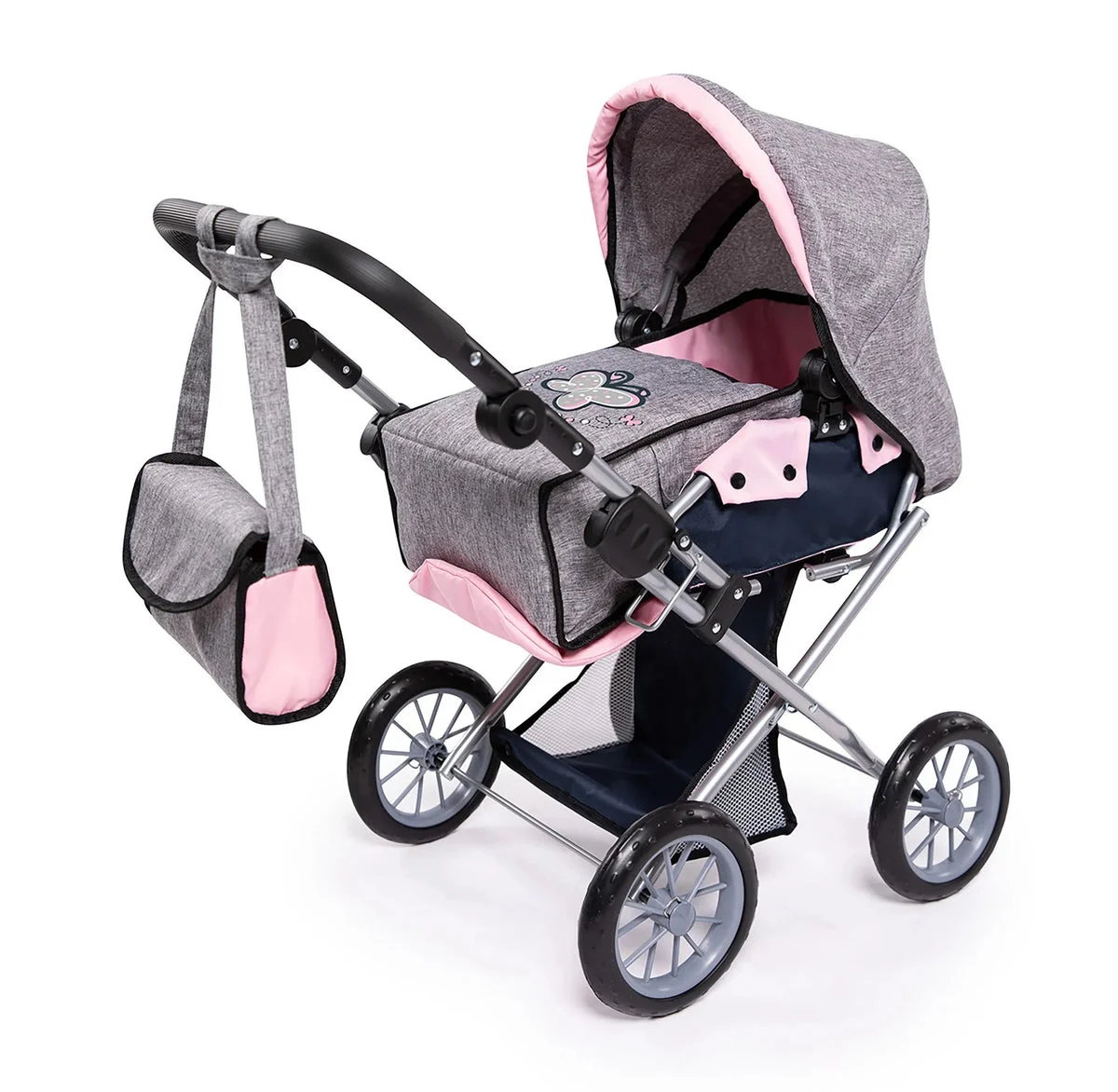 Bayer Design Doll's Pram City Star - Grey, Pink, Butterfly