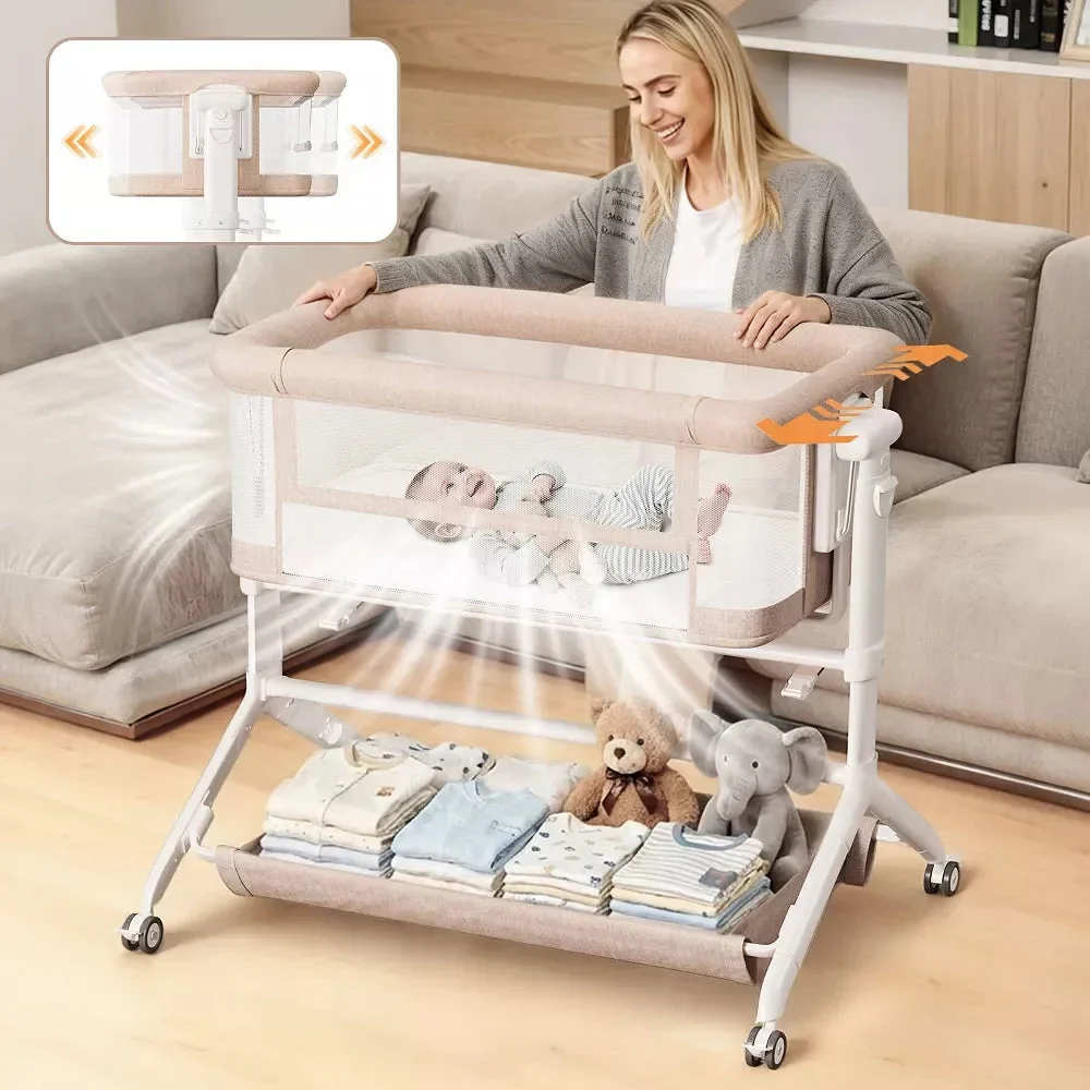 GOTGELIF Rocking Bassinet with Anti-Reflux Incline - Portable Bedside Sleeper