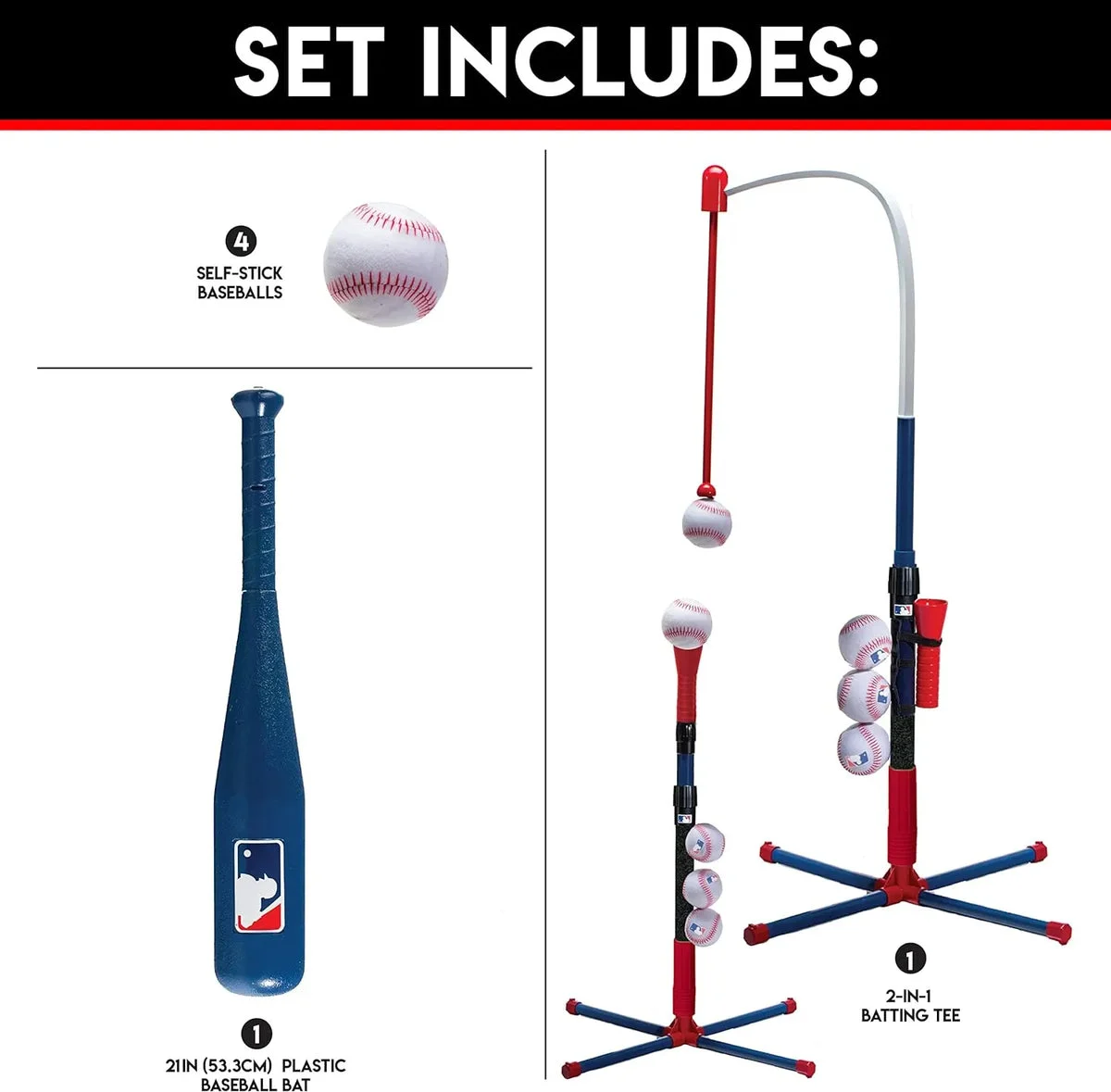 Franklin Sports Grow-with-Me Kids Baseball Batting Tee + Stand Set