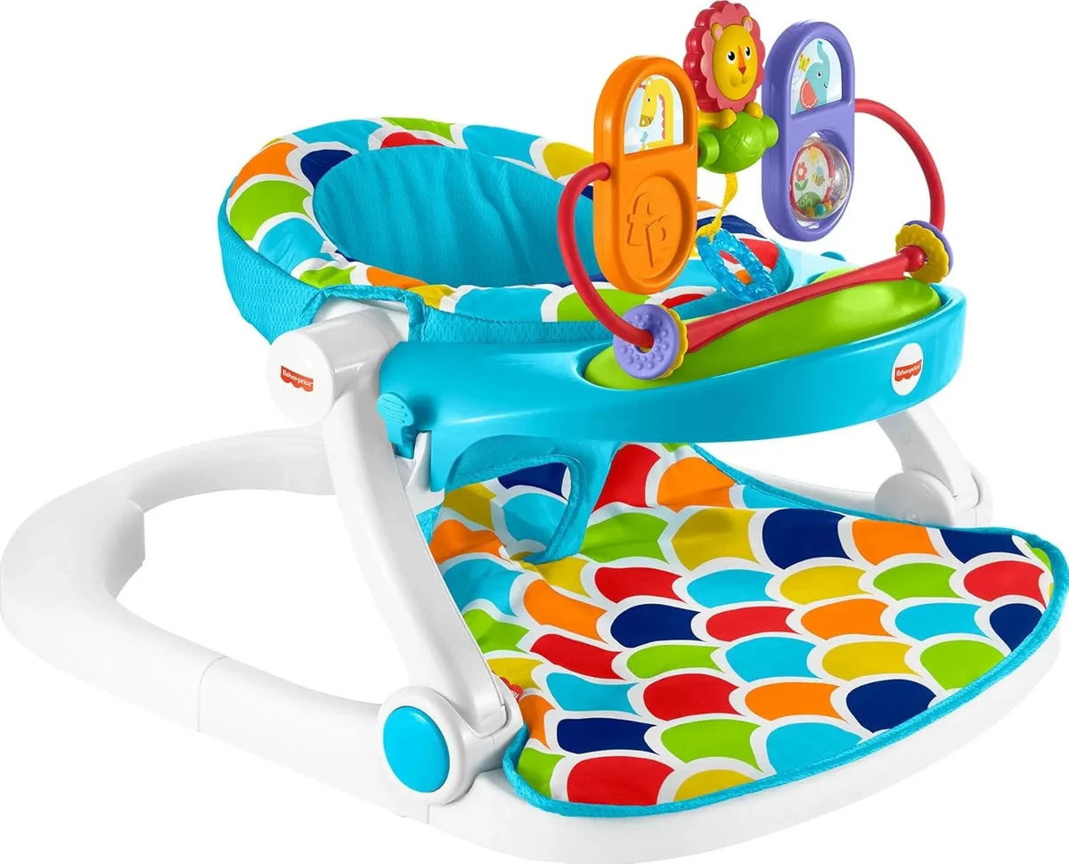 Fisher-Price Portable Baby Chair, Deluxe Sit-Me-Up Floor Seat with Removable Toys and Snack Tray, Happy Hills (See Description)