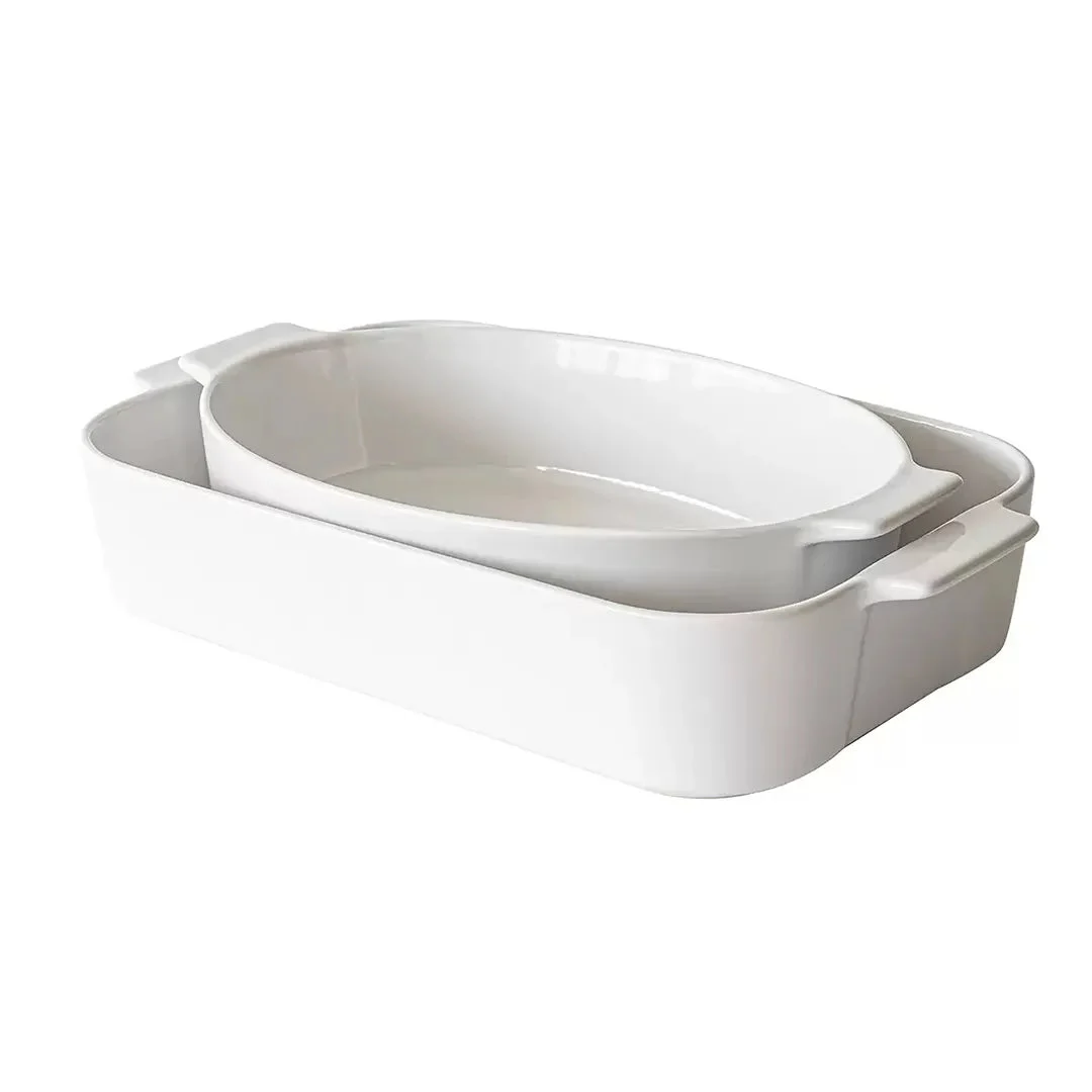 Over&Back Oven to Table Stoneware Dishes, 2 Piece - White
