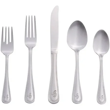 Riverridge Home Riverridge Beaded 46-Piece Monogrammed Flatware Set, Service for 8 - Silver