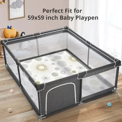 PIGLOG Baby Play Mat for 59''x 59''Playpen,Reversible,Circle