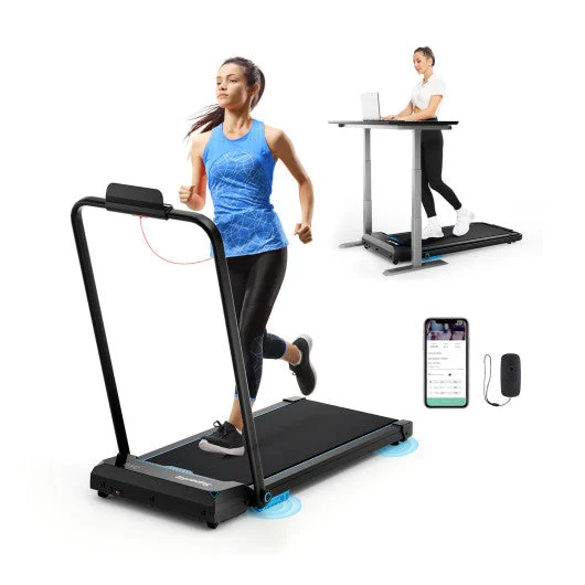 COSTWAY 3 in 1 Folding Treadmill With Remote Control and LED Display-Blue