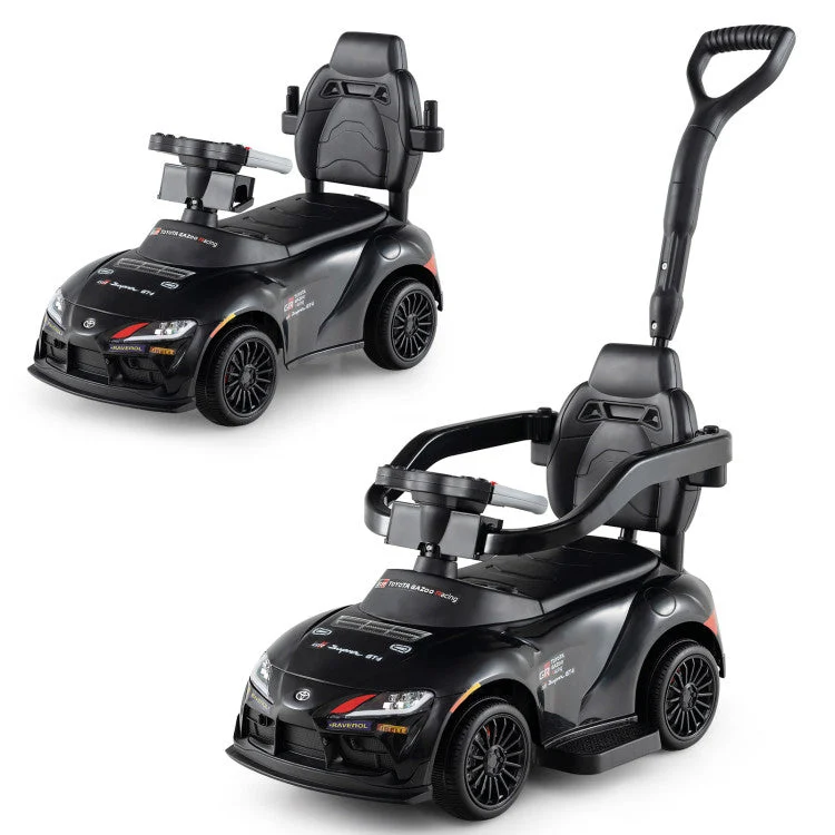 COSTWAY 3-in-1 Toyota Licensed Foot-to-Floor Stroller Sliding Walking Toy-Black