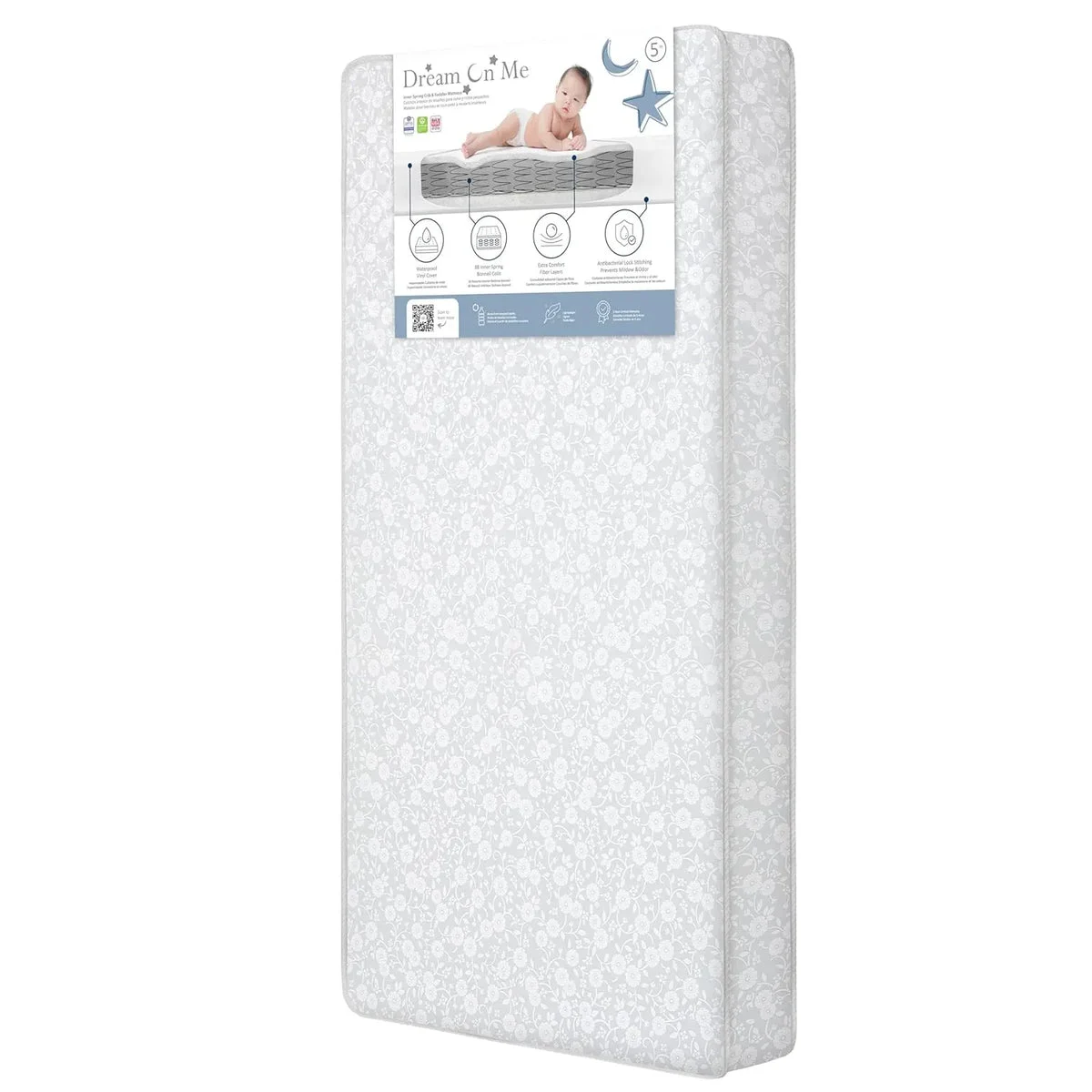 Dream On Me Nap Nest Crib and Toddler Mattress, Dual-Sided - Infants & Toddlers, Waterproof 5” Mattress