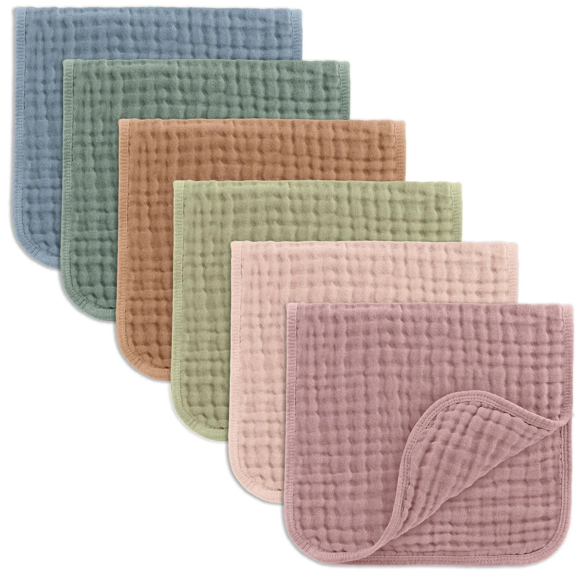 Comfy Cubs Large Muslin Burp Cloths - Multicolor, Pack of 6