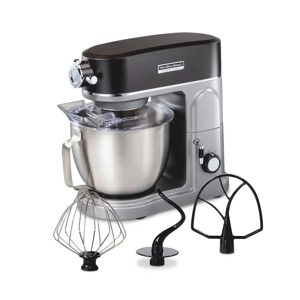 Hamilton Beach Beach Pro Stand Mixer w/Hub 63240: 12-Speed Silver Kitchen Mixer, 5-Quart Capacity, 450W, Dishwasher-Safe Parts