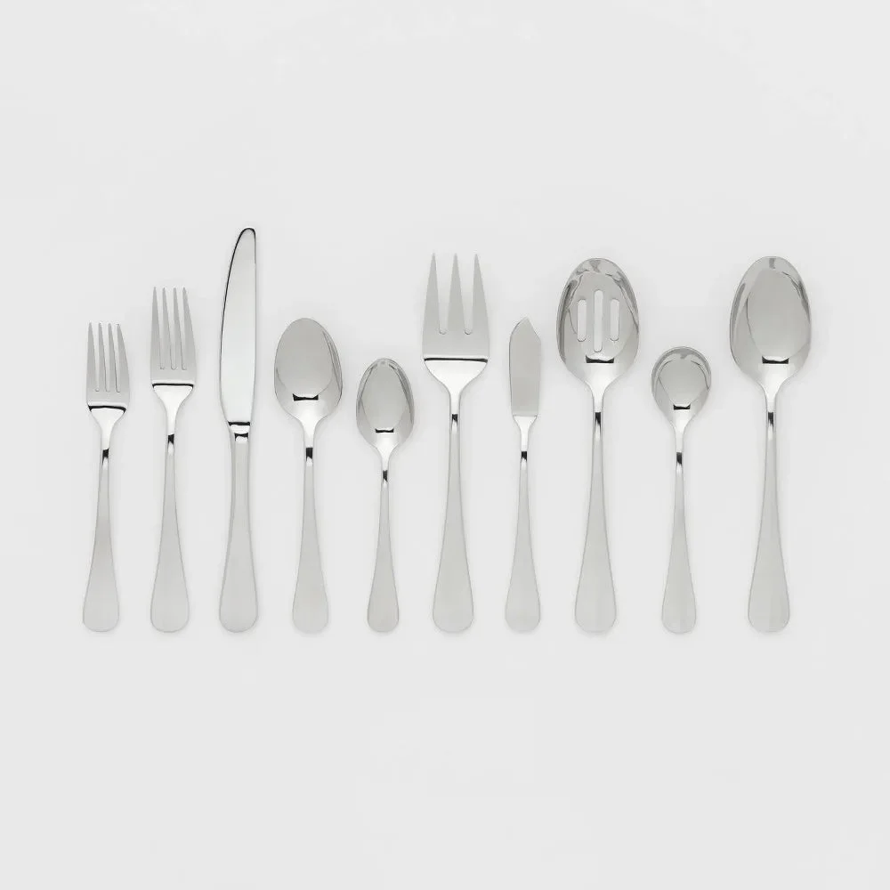 Threshold 45pc Sussex Flatware Set Silver - Threshold: Stainless Steel Silverware, Service for 8, Dishwasher-Safe
