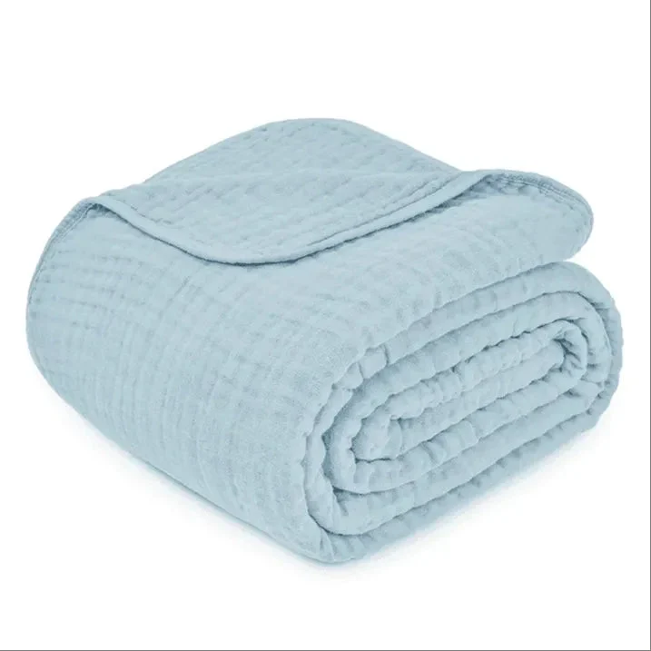 Comfy Cubs Muslin Blanket, Extra Large 108” x 90” - Sky Blue